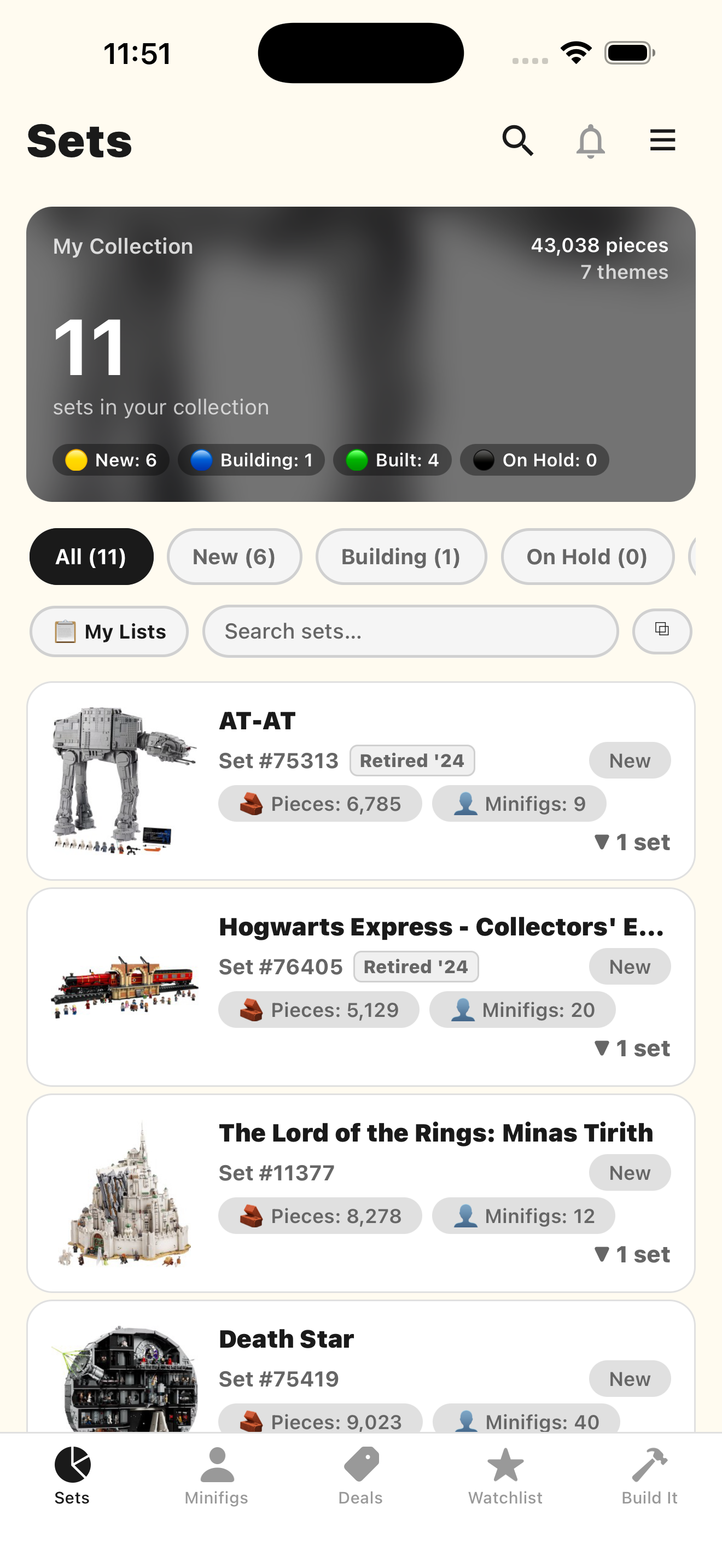 A LEGO collection in Collector mode